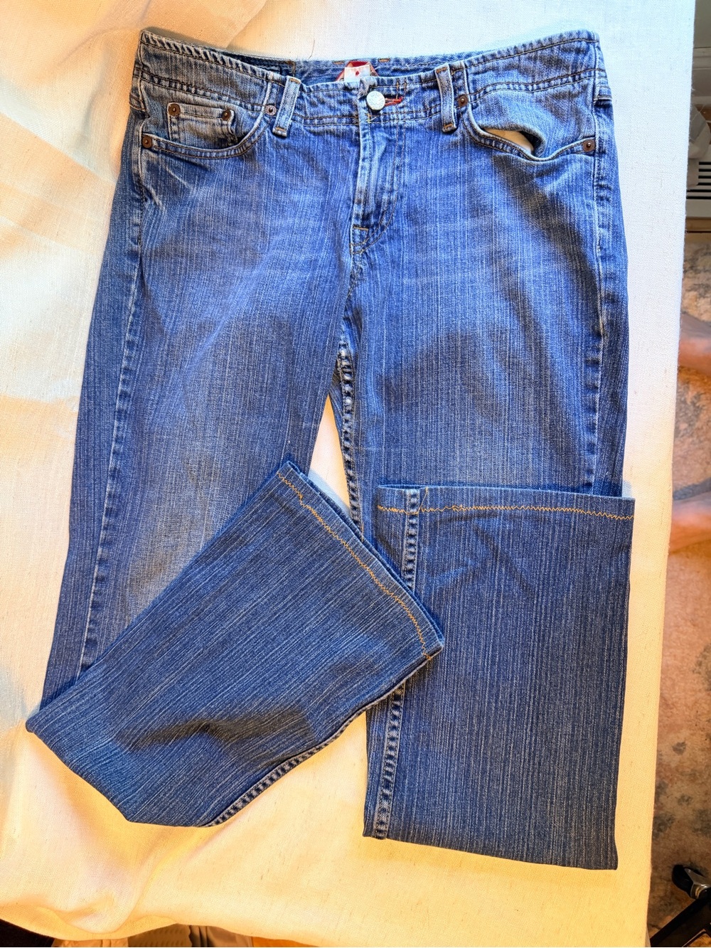 Vintage Lucky Brand Y2K Made in USA Bootcut Jeans 6/28 Embroidered